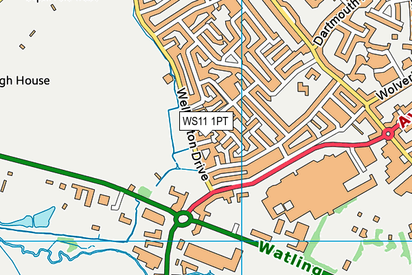 WS11 1PT map - OS VectorMap District (Ordnance Survey)