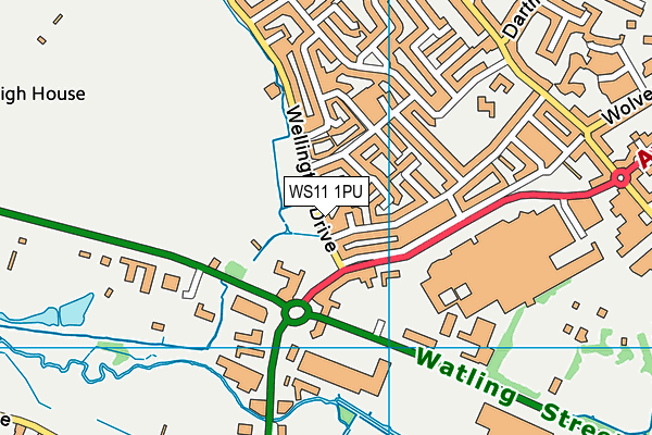 WS11 1PU map - OS VectorMap District (Ordnance Survey)