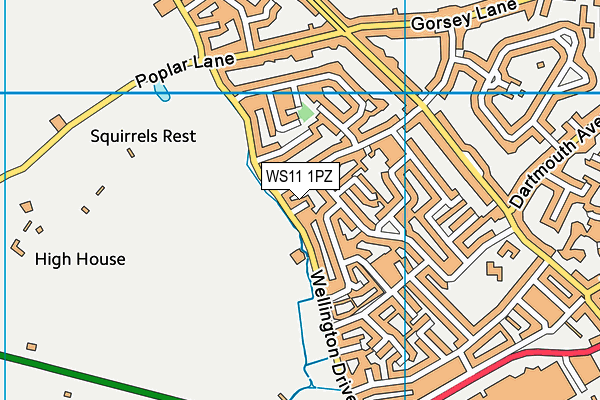 WS11 1PZ map - OS VectorMap District (Ordnance Survey)
