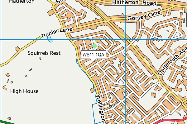 WS11 1QA map - OS VectorMap District (Ordnance Survey)