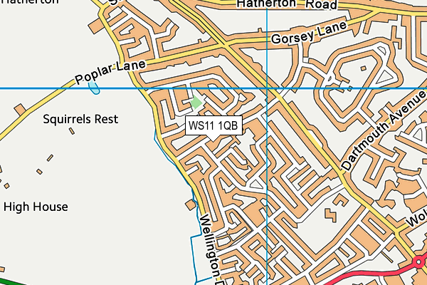 WS11 1QB map - OS VectorMap District (Ordnance Survey)
