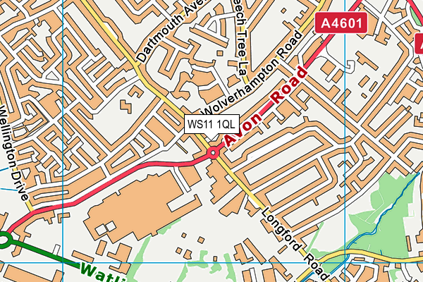 WS11 1QL map - OS VectorMap District (Ordnance Survey)