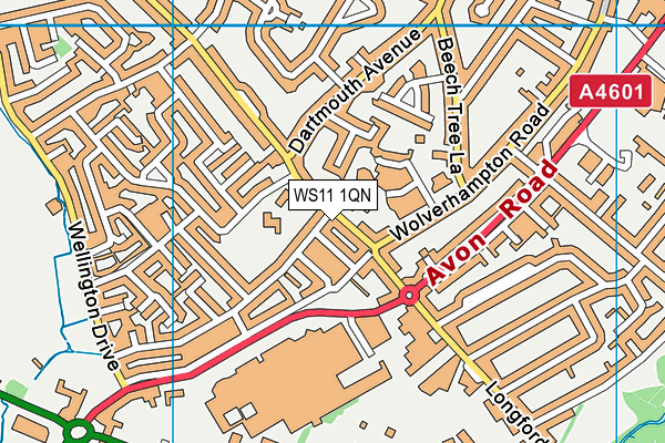WS11 1QN map - OS VectorMap District (Ordnance Survey)