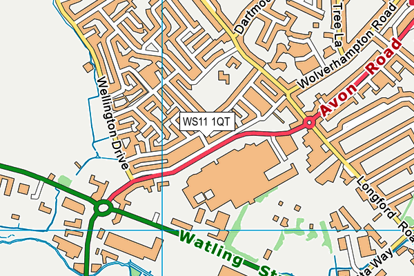 WS11 1QT map - OS VectorMap District (Ordnance Survey)