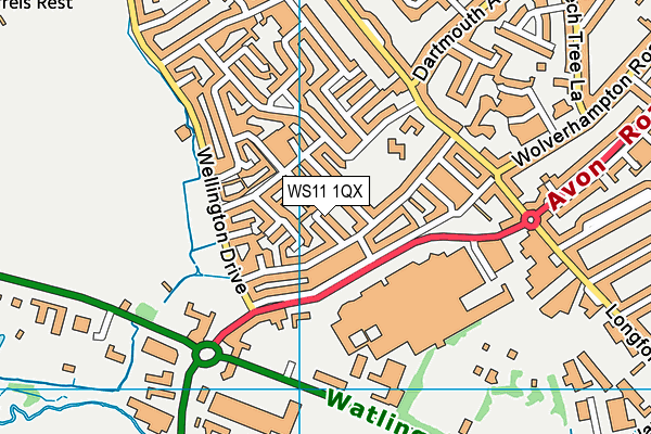WS11 1QX map - OS VectorMap District (Ordnance Survey)