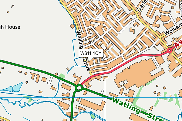 WS11 1QY map - OS VectorMap District (Ordnance Survey)