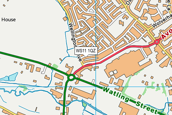 WS11 1QZ map - OS VectorMap District (Ordnance Survey)