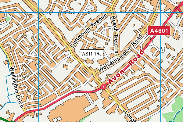 WS11 1RJ map - OS VectorMap District (Ordnance Survey)