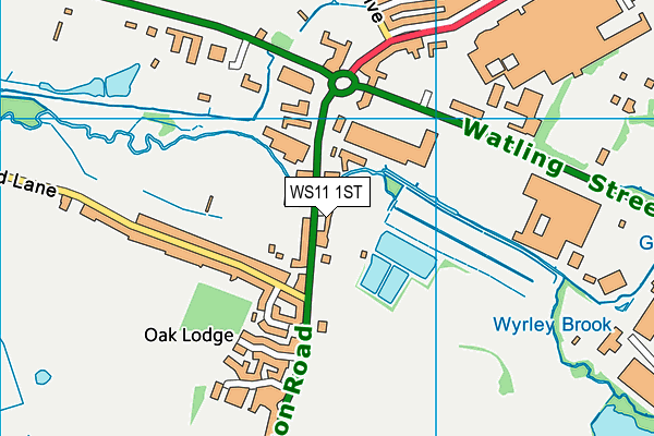 WS11 1ST map - OS VectorMap District (Ordnance Survey)