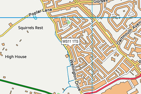 WS11 1TS map - OS VectorMap District (Ordnance Survey)