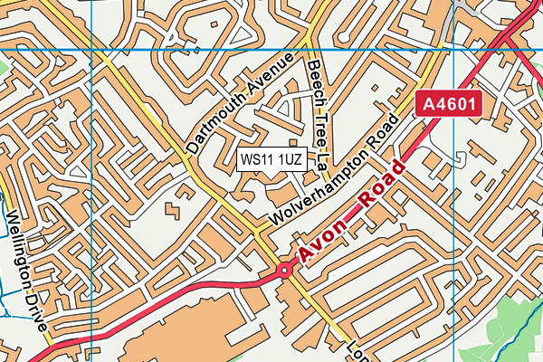 WS11 1UZ map - OS VectorMap District (Ordnance Survey)