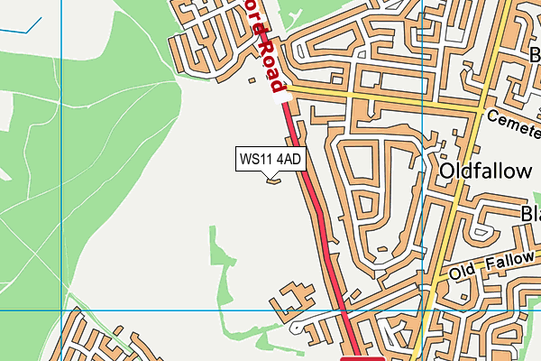 WS11 4AD map - OS VectorMap District (Ordnance Survey)