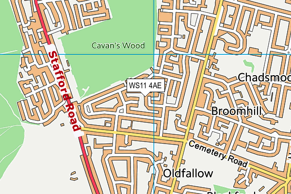 WS11 4AE map - OS VectorMap District (Ordnance Survey)