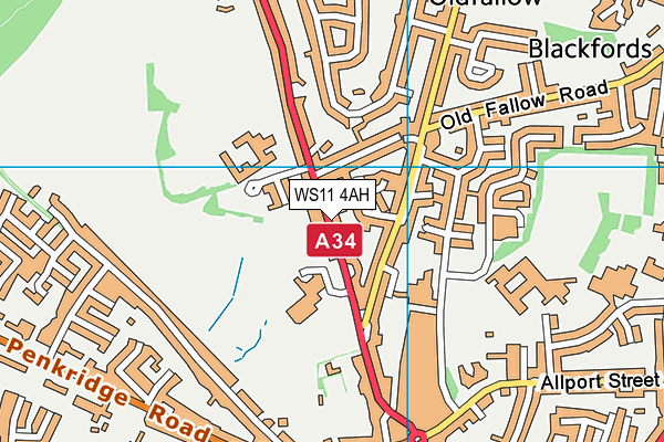 WS11 4AH map - OS VectorMap District (Ordnance Survey)