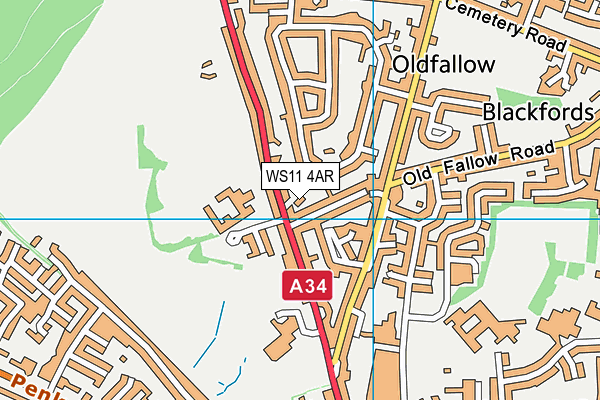 WS11 4AR map - OS VectorMap District (Ordnance Survey)