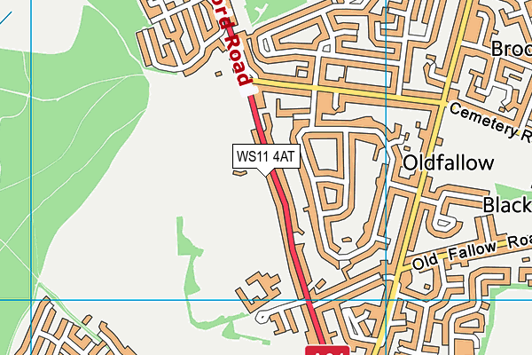 WS11 4AT map - OS VectorMap District (Ordnance Survey)