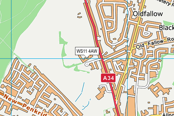 WS11 4AW map - OS VectorMap District (Ordnance Survey)