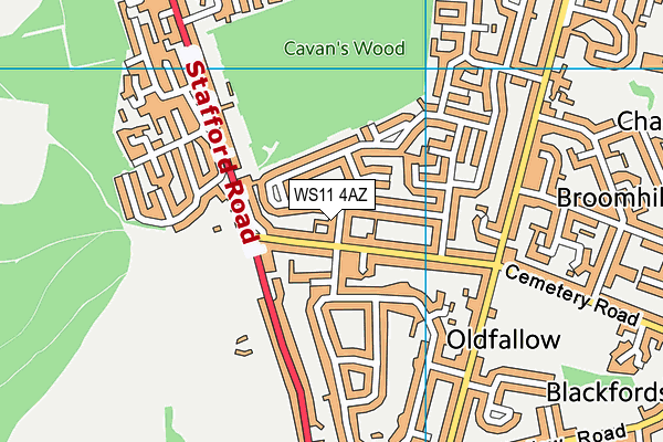 WS11 4AZ map - OS VectorMap District (Ordnance Survey)