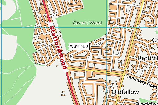 WS11 4BD map - OS VectorMap District (Ordnance Survey)