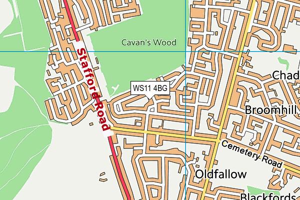 WS11 4BG map - OS VectorMap District (Ordnance Survey)