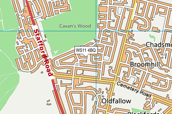 WS11 4BQ map - OS VectorMap District (Ordnance Survey)