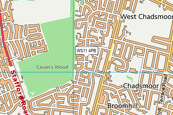 WS11 4PB map - OS VectorMap District (Ordnance Survey)