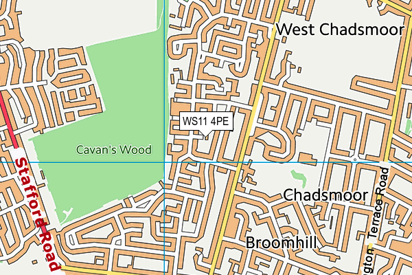 WS11 4PE map - OS VectorMap District (Ordnance Survey)