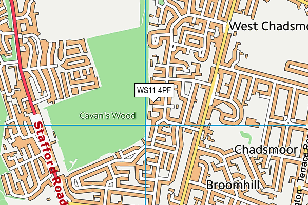WS11 4PF map - OS VectorMap District (Ordnance Survey)