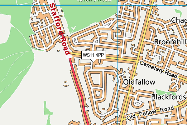 WS11 4PP map - OS VectorMap District (Ordnance Survey)