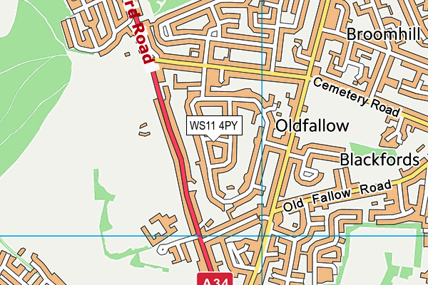 WS11 4PY map - OS VectorMap District (Ordnance Survey)