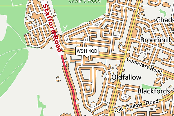 WS11 4QD map - OS VectorMap District (Ordnance Survey)