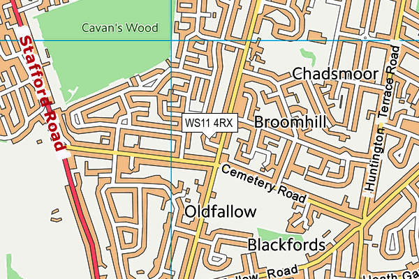 WS11 4RX map - OS VectorMap District (Ordnance Survey)