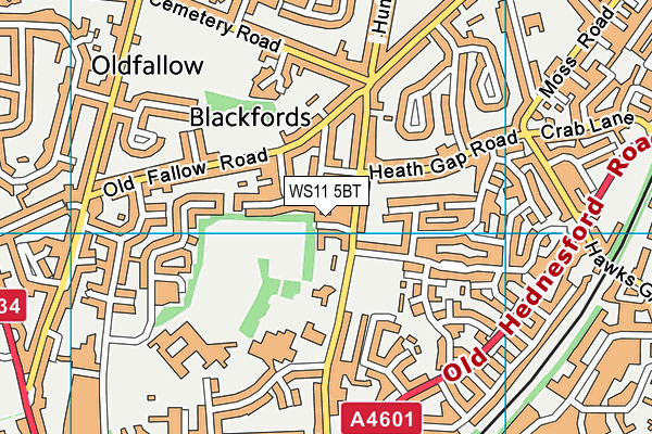 WS11 5BT map - OS VectorMap District (Ordnance Survey)