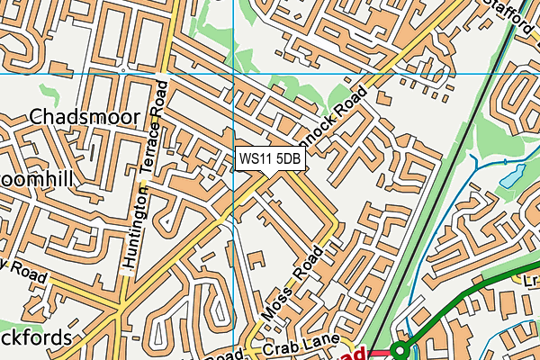 WS11 5DB map - OS VectorMap District (Ordnance Survey)