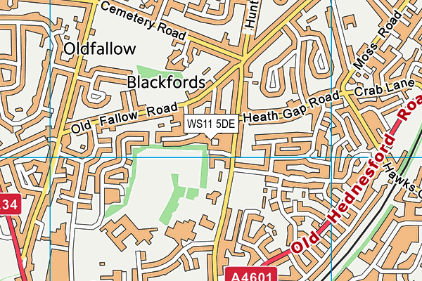 WS11 5DE map - OS VectorMap District (Ordnance Survey)