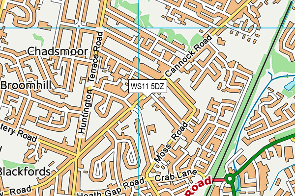 WS11 5DZ map - OS VectorMap District (Ordnance Survey)