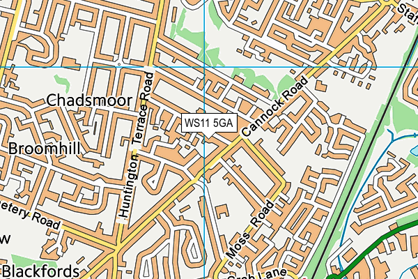 WS11 5GA map - OS VectorMap District (Ordnance Survey)