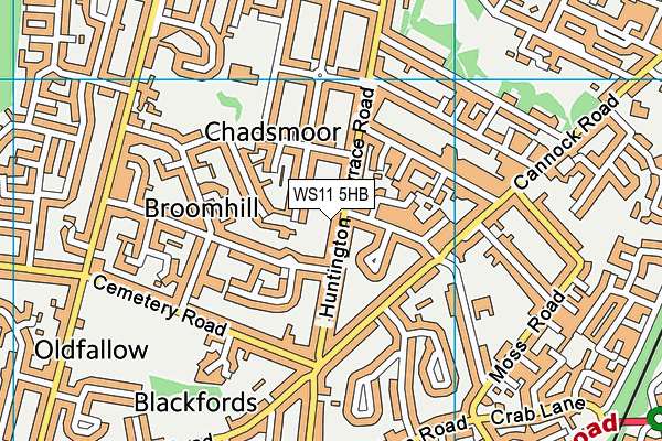 WS11 5HB map - OS VectorMap District (Ordnance Survey)