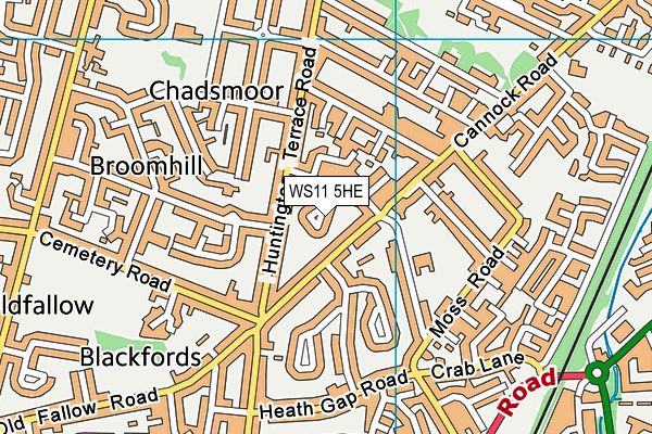 WS11 5HE map - OS VectorMap District (Ordnance Survey)