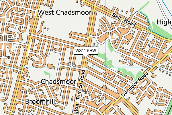 WS11 5HW map - OS VectorMap District (Ordnance Survey)