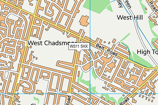 WS11 5HX map - OS VectorMap District (Ordnance Survey)