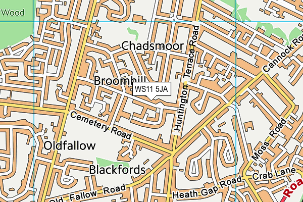 WS11 5JA map - OS VectorMap District (Ordnance Survey)