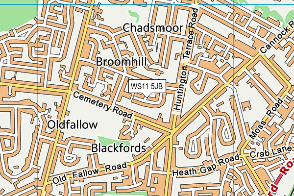 WS11 5JB map - OS VectorMap District (Ordnance Survey)