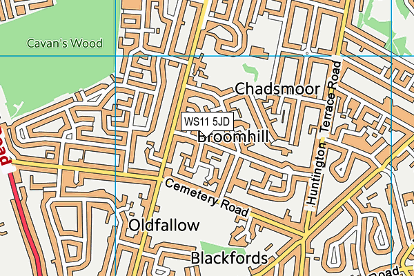 WS11 5JD map - OS VectorMap District (Ordnance Survey)