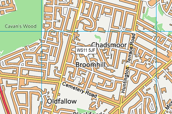 WS11 5JF map - OS VectorMap District (Ordnance Survey)