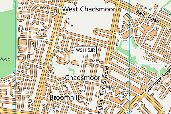 Redhill Primary School map (WS11 5JR) - OS VectorMap District (Ordnance Survey)