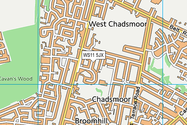 WS11 5JX map - OS VectorMap District (Ordnance Survey)