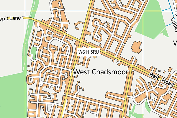 WS11 5RU map - OS VectorMap District (Ordnance Survey)