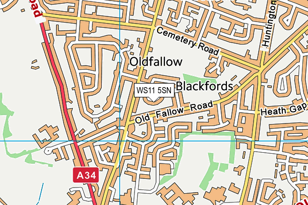 WS11 5SN map - OS VectorMap District (Ordnance Survey)