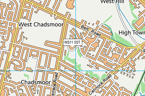 WS11 5ST map - OS VectorMap District (Ordnance Survey)